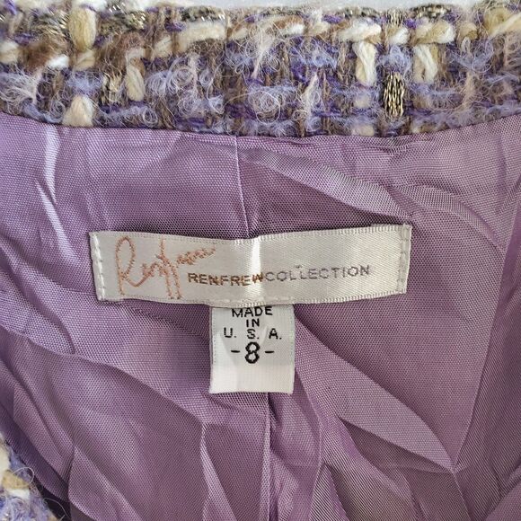 VTG Lilac Bouclé Tweed Jacket Renfrew Collection Double Breasted Sz 8 Coquette - Picture 10 of 11